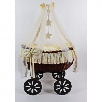 Ophelia Tre Star Antique Cream Stube carro Wicker Crib de alanel