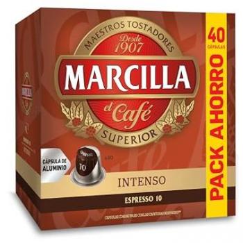 Café Intenso Marcilla en cápsulas compatibles con Nespresso, 40 unidades de 5,2 g