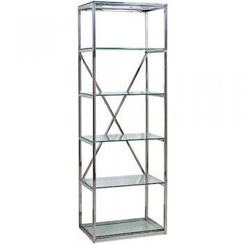 Estantería Auxiliar de Acero Inoxidable y Cristal 60x180x40 con 5 Baldas - Plateada Giorgina