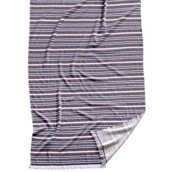 Burrito Blanco Pareo para Playa/Toalla Pareo Jacquard 189 Grande con Estampado de Rayas con Reverso de Rizo de 95x170 cm, Azul y Rojo