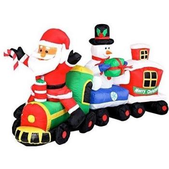 Tren navideño con Papá Noel y muñeco de nieve