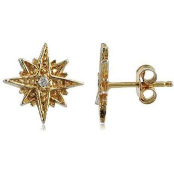 Córdoba Jewels | Pendientes en plata de ley 925 con bañada en oro con zirconita con diseño Estrella Polar Zirconium Gold
