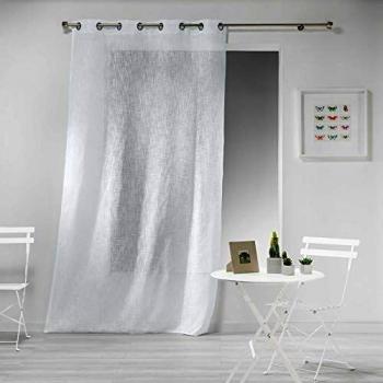 Visillo Douceur d'Intérieur Haltona 140 x 280 cm Efecto Lino, Tejido de Poliéster Transpirable con Anillas de Fácil Instalación, Lavable, Ideal para Salón, Dorm
