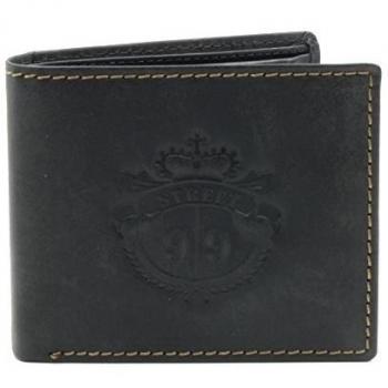 STREET 99 Billetera Clasica Negro Para 8 Tarjetas de Credito Con Monedero Y Ventana Volteada Para Su Identificacion Hecha Con Cuero de Vecero Para Hombres