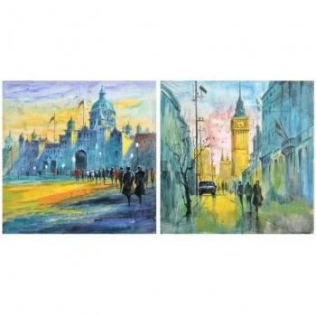 Cuadro DKD Home Decor Ciudad 100 x 3 x 100 cm Loft (2 Unidades)