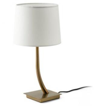 Lámpara de mesa Rem Tela, acero 37 Cm, bronce satinado/blanco, modelo Faro Barcelona 29685-04