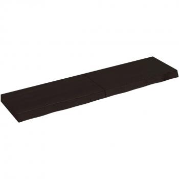 Estante de pared de roble macizo tratado marrón oscuro 120 x 30 x (2-6) cm