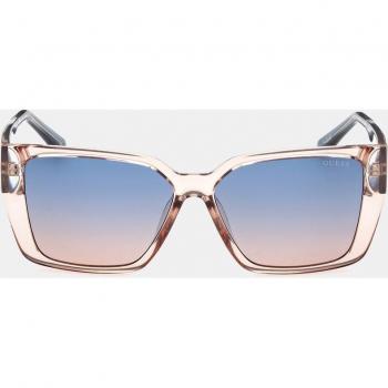 Guess Square Sunglasses in Translucent Beige with Contrasting Temples