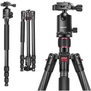 Neewer Carbon Fiber 66 inches/168 centimeters Camera Tripod Monopod with 360 Degree Ball Head,1/4 inch Quick Shoe Plate,Bag for DSLR Camera,Video Camcorder,Load up to 26.5 pounds/12 kilograms