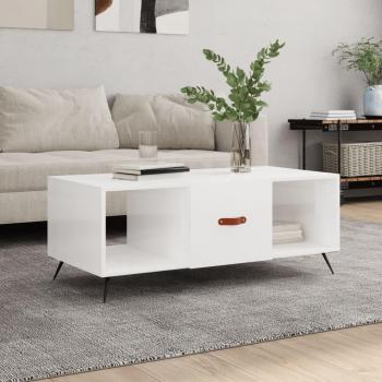 Mesa de centro madera contrachapada 102x50x40 cm blanco brillo vidaXL