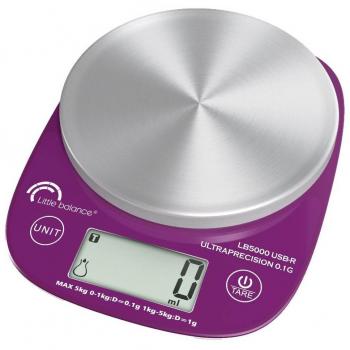 Báscula de Cocina Little Balance 8465 - Báscula digital con capacidad de hasta 5 kg, precisión de 1 g, pantalla LCD fácil de leer, función tara para medir ingredientes en recipientes, diseño compacto y ligero ideal para el