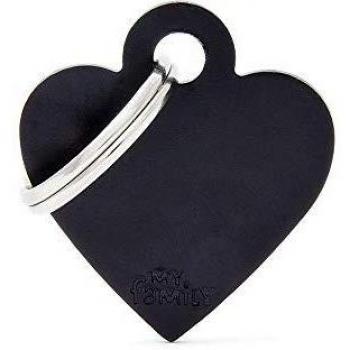 Medalla Personalizada de Aluminio en Forma de Corazón Pequeña Negra para Perros - Pack de 5 Unidades