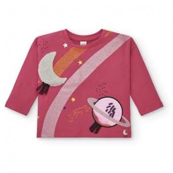 Camiseta Fucsia Brillante para Niña - Colección Cosmic Girl (Talla 4 años)