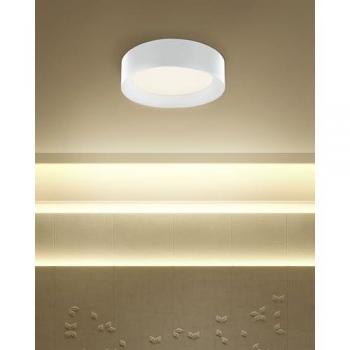 Lámpara de techo LED moderna redonda de metal blanco y acrílico Loei (2100 lm)
