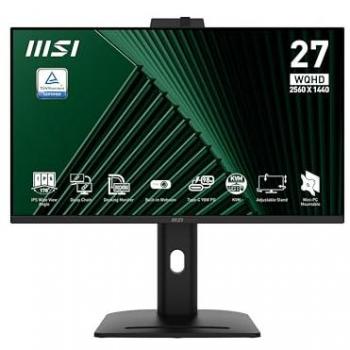 Monitor LED MSI PRO MP275QPDGDE 27 QHD IPS 2560 x 1440 px, 100Hz, 4ms, HDMI/DP/LAN/USB-C con Webcam