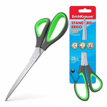 Tijeras ErichKrause Standard+ Ergo Universal, Corte Recto, 19 cm, Acero Inoxidable, Afilado Doble Avanzado, Resistencia a Corrosión, Mangos Ergonóm