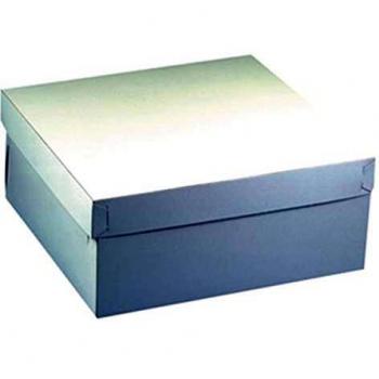Caja para tartas de cartón con tapa, 10 unidades, dimensiones 30 cm x 30 cm x 10 cm, color blanco