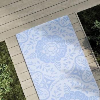 Alfombra de exterior PP 80x250 cm azul bebé diseño cuadrado