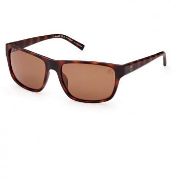 Timberland TB9296 Rectangular Polarized Sunglasses for Men in Brown Havana