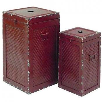 BETTER & BEST Q B&B Q BETTER & BEST Set de 2 taburetes de Hierro, Tipo Caja, Cuadrados, Metal, Vino, 29.00x29.00x50.00 cm, 2 Unidades