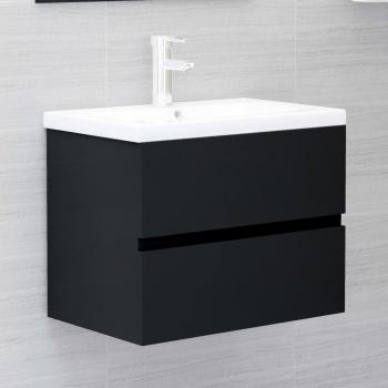 Gabinete con fregadero negro integrado en madera multicapa