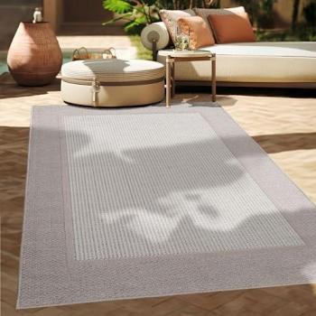 Alfombra Exterior Interior Balcón Terraza Cocina Motivo Boho Étnico Moderno 60x100 cm, Color: Beige 7 - Paco Home