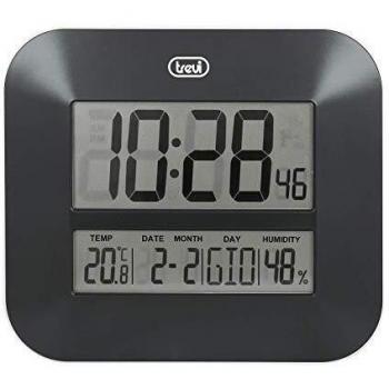 Trevi OM 3520-BK Reloj de Pared con LCD, Negro