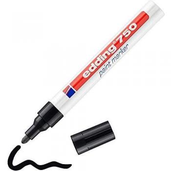 Marcador de pintura Edding 750 negro, punta 2-4 mm, permanente y resistente al agua