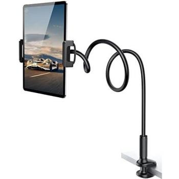 Amazon Brand - Eono Soporte Tableta Cuello de Cisne Flexible - 360 Ajustable Brazo Pinza Cama para Nuevo iPad Pro 9.7, 10.5, iPad Air Mini 2/3/4/5/6, Tab, Switch, 4.7-11 Dispositivos - Negro