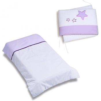Alondra 9L2NG-075 - Set nórdico y protector, cuna de 70 x 140 cm, 2 piezas, color lila