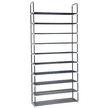 SONGMICS DIY Zapatero de 10 Niveles Estantería con Capacidad máx. de 50 Pares de Zapatos Color Gris LSA10G