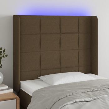 Cabecero LED Marrón Oscuro 83x16x118/128 cm Tela