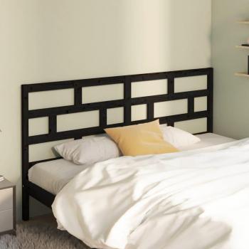 Cabecero de cama negro 186x4x100 cm madera maciza de pino