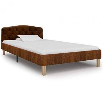 vidaXL Estructura de Cama Piel de Ante Artificial Mobiliario Casa Clásica Práctica Cómoda Moderna Robusta y Duradera Sin Colchón Marrón 100x200cm