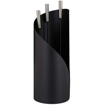 Juego de Accesorios para Chimenea Moderno, 4 Piezas con Atizador, Pala de Cenizas, Escoba y Soporte, Negro