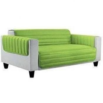 Italian Bed Linen Elegant Funda Protectora para Sofá, Microfibra, Verde Manzana y Verde Oscuro, 45x35x18 cm