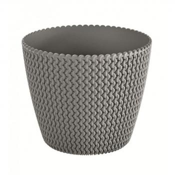 Maceta redonda 5L PROSPERPLAST Splofy de plástico en color gris, Ø21,8 x 18,4 cm