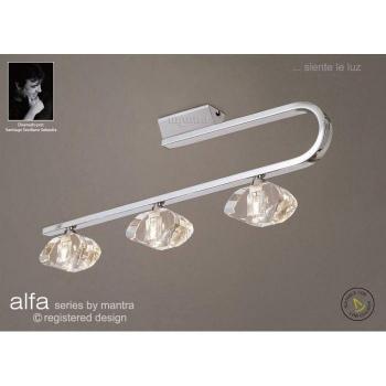 Lámpara de techo Alfa Bar, 3 luces G9, cromo pulido