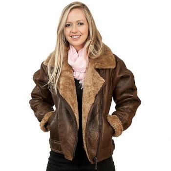 Infinity Leather Women's Brown B3 Sheepskin Flying Jacket