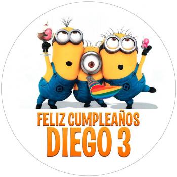OBLEA de papel de azúcar personalizada, 19 cm, diseño de Minions de Gru