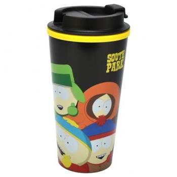 Vaso Termo South Park 450 ml con tapa de rosca, taza térmica decorada con personajes icónicos de la serie, merchandising oficial