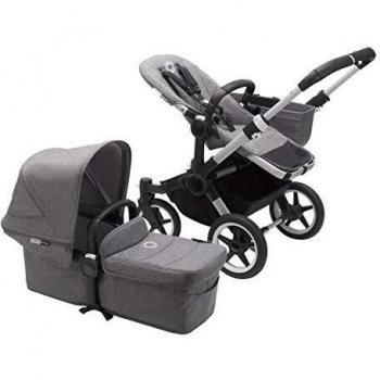 Bugaboo Donkey 3 Mono Cochecito Fácilmente Convertible a Carrito Gemelar o Dúo, 0-4 años, 2 Cestas, Chasis de Aluminio y Capota Gris Mélange para el Sol