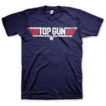 Top Gun Distressed Logo Hombre Camiseta Azul Marino M 100% algodón Regular