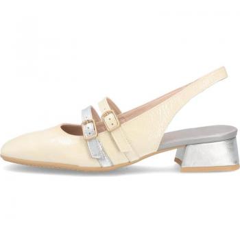 Sandalias Destalonadas de Mujer Hispanitas Nata-Silver