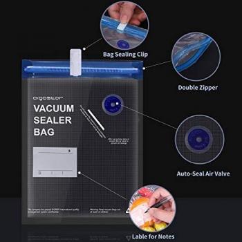 Aigostar - Bolsas para envasar al vacío. Reutilizables, conservación y almacenamiento de alimentos. Libres de BPA. Pack de 30 unidades, 3 tamaños distintos, cierre zip, se adaptan a cualquier espacio.
