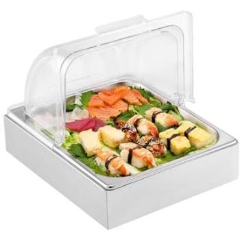 VEVOR Countertop Refrigerated Saladette with Stainless Steel Serving Tray, Clear Lid and Ice Tray for Buffet and Restaurant Use