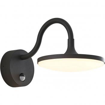 Aplique LED para exterior Arcchio Fineria con sensor, moderno, negro, hecho de aluminio, 1 llama