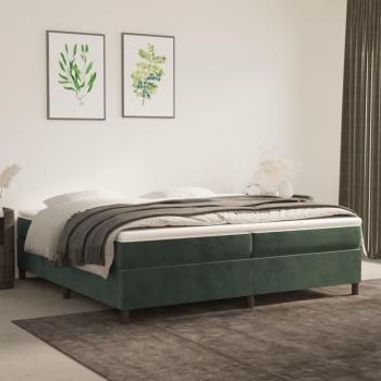 Cama box spring suave con colchón terciopelo verde oscuro 200x200 cm