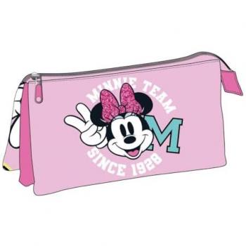 Estuche Portatodo Minnie 3 Compartimentos Fucsia 11.5 x 2.0 x 22.5 cm