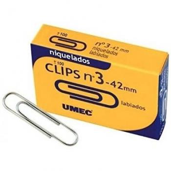 UMEC Clips labiados N.3 Caja 100 Ud 42 mm Niquelado 200404